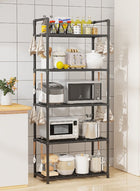 DUNISO 5 Tier Storage Shelf Unit, Large Capacity Shelves, Stable Kitchen Shelf Organizer, Storage Rack with Armrests, Removable Free Standing Rack with Hooks, Large Capacity Shelves, Shelving Unit for Laundry Room,Living Room,Garage,Pantry,Study Room - Image 4