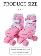 DUNISO Roller skates, children's indoor and outdoor skating shoes,adjustable size, double row with 4 wheels, suitable for girls and boys, pink (M, suitable for sizes 35 to 38) - Image 2
