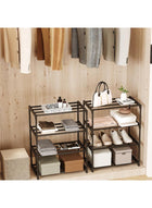 DUNISO Small Shoe Rack, Three Layers, Can Hold 6-8 Pairs Of Shoes, Multifunctional Lightweight Storage Rack, Solid Metal Stackable, Suitable For Entrance Hall And Closet Hallway - Image 3