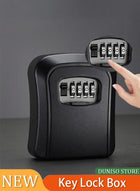 DUNISO Key Lock Box, 4 Digit Combination key box, Portable Combination Lockbox, Wall Mounted Key Storage Box,Waterproof and Anti Theft，For Home, Office, Garage, Apartment,Black (4.6*4*1.4in)