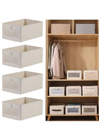 DUNISO 4-Piece Foldable OrganizerJeans Storage BoxWardrobe Clothes OrganizerVisible Linen Storage BoxDrawer Organizers For Clothing Washable Storage Box