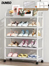 DUNISO 5 Tier Shoe Rack，Storage Shelf with Wheels，Rolling Free Standing Shoe Storage with Handles，for Bedroom, Closet, Living Room, Entryway