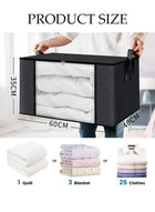 DUNISO 3 Pcs Large Storage Bags，Clothes Organizer，Heavy-Duty Foldable Organizers with Handles and Zippers，Breathable and Moisture-proof，for Storing Duvet Covers, Blankets, Clothing, and Household Items,60*40*35cm - Image 2