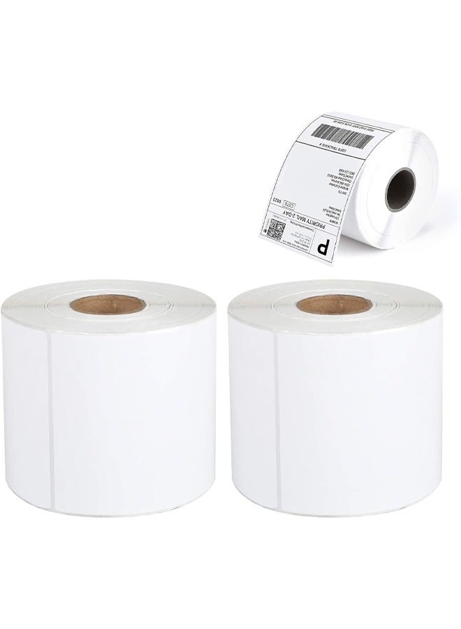 DUNISO 2 Rolls Labels Stickers，Direct Thermal Shipping Label Compatible with Zebra Printers, Blank Shipping Labels，for Home Office Small Business Barcode Printing,100mm*150mm*350Pcs/Roll