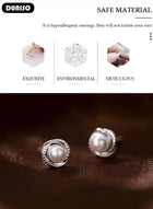 DUNISO Pearl Stud Earrings, Hypoallergenic 925 Sterling Silver Earrings Studs Base Metal Shimmering Cubic Zirconia Pearl Stud Earring for Women Girl - Image 3