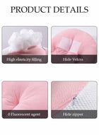 DUNISO Maternity Pillow for Sleeping, Super Soft and Comfortable Side Sleeping Support for Back, Belly, and Legs for Pregnant Women, Pregnancy Pillow with Detachable and Adjustable Pillow Cover，Romanti Pink - Image 3