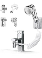 DUNISO Sink Faucet Sprayer Attachment，Sink Handheld Shower Head Set，Hand Shower Bathroom Sink Sprayer Rinser Set with Hose Bracket and Faucet Diverter Valve，Easy to Install, Practical and Compact, Suitable for Bathtub Laundry Kitchen Faucet Extender
