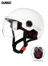 DUNISO Open Face Helmet, Breathable Motorcycle Half Helmet，Scooter Helmet With Adjustable Goggles,With Lock Buckle，Removable And Washable Lining, Adjustable Head Circumference Size，Shock And Fall Resistant, Suitable For Both Men And Women