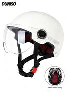 DUNISO Open Face Helmet, Breathable Motorcycle Half Helmet，Scooter Helmet With Adjustable Goggles,With Lock Buckle，Removable And Washable Lining, Adjustable Head Circumference Size，Shock And Fall Resistant, Suitable For Both Men And Women