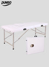 DUNISO Portable Massage Table,Foldable Professional Massage Tables with Pillow,SPA Bed with Stainless Steel Frame 2 Fold for SPA Salon Tattoo Massage Therapeutic Treatment,White