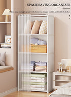 DUNISO Portable Fabric Wardrobe, Large Capacity Wardrobe Closet Organizer with 4 Storage Shelves, Clothes Storage Cabinet with Curtain, Closet Organizer with Metal Frame for Bedroom Living Room - Image 4