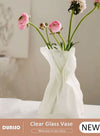 DUNISO Frosted Glass Vase, Irregular Shaped Flower Vases for Centerpiece Table Indoor Desk Decor, Unique Balcony Flowers Container Decor, Geometric Vase for Office Decoration, Shelf, Table, Bookshelf