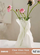DUNISO Frosted Glass Vase, Irregular Shaped Flower Vases for Centerpiece Table Indoor Desk Decor, Unique Balcony Flowers Container Decor, Geometric Vase for Office Decoration, Shelf, Table, Bookshelf