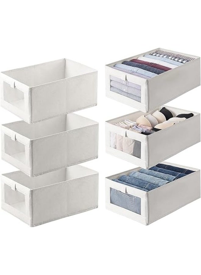 DUNISO 3 Pieces Foldable Closet Storage Organizer Washable Closet Storage Box with Carrying Handles Cube Storage Bin for Clothes Wardrobe Home Bedroom Office