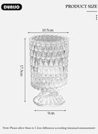 DUNISO Embossed Glass Vase, Crystal Glass Vases, Pedestal Big Base Glass Bouquet Vase, Hydroponic Glass Transparent Vase for Home Office Wedding Dining Table Party (Long Rhombus Pattern) - Image 4