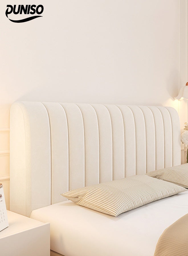 DUNISO Bed Head Cover, Anti-Collision Tatami, Full Dust-Proof Backrest Cover, Thickened Lattice Soft Cover, Suitable For Bedroom Decoration, Washable (Beige, 200cm)
