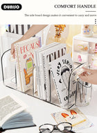 DUNISO Magazine Holder with Pen Holder, Clear File Organizer with Handle, Desk Accessories Organizers with 4 Compartments, Large Capacity Bookends, Desktop Book Storage for Home, Office, School - Image 2