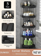 DUNISO 5-Layer Shower Caddy Corner Shelves, Waterproof Bathroom Corner Stand,Rust Proof Organizers Shelf with Wheels,Multi-purpose Storage Rack for Kitchen,Bedroom and Laundry