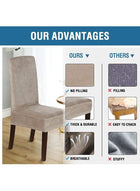 DUNISO 6 Pcs Velvet Dining Chair Covers,Stretch Chair Covers for Dining Room Set ,Parson Chair Slipcovers Chair Protectors Covers Dining, Soft Thick Solid Velvet Fabric Washable,Taupe - Image 4