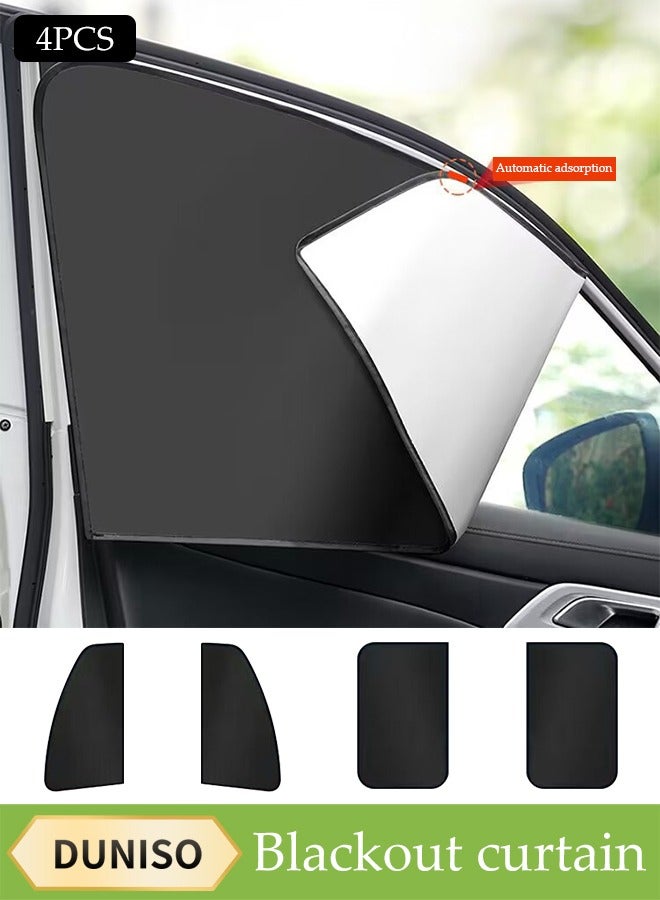 DUNISO 4Pcs Magnetic Car Window Sunshade Cover for Summer UV Protection, Foldable Heat Insulation Board, Heat And Sun Protection, Used for Side Window Front And Rear Windshields, Universal For Cars, Suvs, Trucks