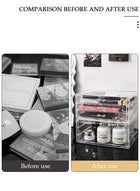 DUNISO 3 Drawer Acrylic Jewelry Organizer, Earring Storage Box,Cosmetic Organizer for Eyeshadow Palettes, Lipstick, Perfume, Mask ,Transparent Display Stand for Earrings, Rings and Small Accessories, Perfect Gift for Women - Image 3