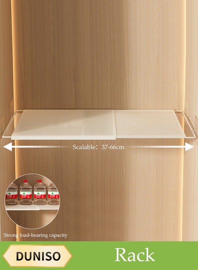 DUNISO Expandable Closet Tension Shelf, Wardrobe Layered Partition Board, Telescopic Storage Rack, Adjustable Storage Rack, Not Easy To Rust, Strong Load-Bearing Capacity, Suitable For Bathroom, Kitchen, Garage, Wardrobe，Cabinets (37-66cm)