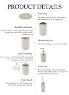 DUNISO 6 Pieces of Bathroom Accessories Set，Plastic Gift Set，Smooth Circular Electroplated Bathroom Set，With Trash Can, Soap Dish, Toilet Brush, Mouthwash Cup, Lotion Bottle, Toothbrush Holder，Off White - Image 3