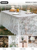 DUNISO 180*300 cm Lace Tablecloth Rectangular Classic Wedding Lace Tablecloth Overlays Rustic Table Cloth Runner Tablecloth Floral Lace Table Cloths for Wedding Decorations Dining Table Kitchen Birthday Party Picnic Indoor Outdoor - Image 3