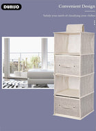 DUNISO 5-Tier Wardrobe Hanging Storage Organizer with Drawers, Dressing Room Finishing Hanging Underwear Storage Bag Household Multi-Layer Box Dust Bag Foldable Includes 2 Drawers - Image 5
