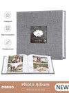 DUNISO 200 Pockets Photo Album with Writing Space and Front Window, Waterproof Linen Photo Album for 4 * 6 Inches photos, Portable Photo Album for Baby Travel Wedding Family
