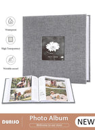 DUNISO 200 Pockets Photo Album with Writing Space and Front Window, Waterproof Linen Photo Album for 4 * 6 Inches photos, Portable Photo Album for Baby Travel Wedding Family