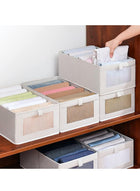 DUNISO 4 in 1 Wardrobe Clothes Organizer Foldable Visible Drawer Closet OrganizersWashable Drawer Box for Clothing, T-Shirt, Pants, Sweaters & Books (4-Pcs) - Image 3