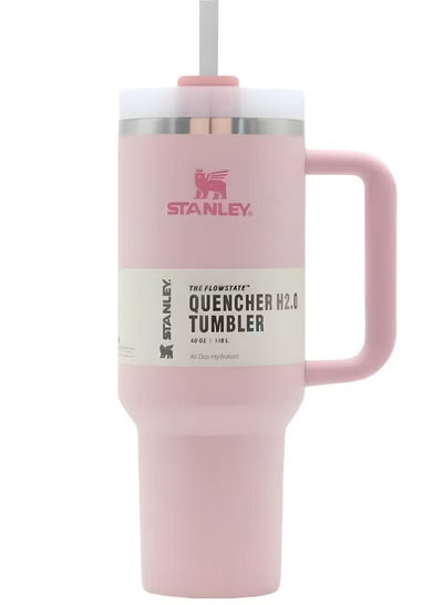 Stanley 40oz Quencher H20 Flowstate Stainless Steel Vacuum Insulated Tumbler with Lid and Straw, Cream (Pink)