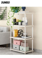 DUNISO Storage Shelf, 4-Layers Multifunctional Storage Rack Shelving Unit for Living Room, Bathroom, Balcony, Kitchen, Garden(White )