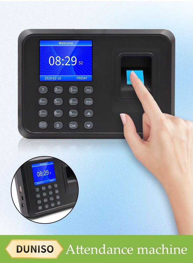 DUNISO Intelligent Biometric Fingerprint Password Attendance Machine, Employee Sign-In Recorder, Clock-In Machine, Employee Intelligent Fingerprint Sign-In Reporting Machine, Attendance Clock