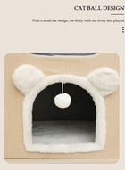DUNISO Cat House, Foldable Cat Bed for Indoor Cats and Puppies, Durable Large All-Season Pet Play Rest Sleep Cube Cave with Fluffy Hanging Ball, Scratch Pad, and Detachable Storage Box, Cat Hideaway - Image 4