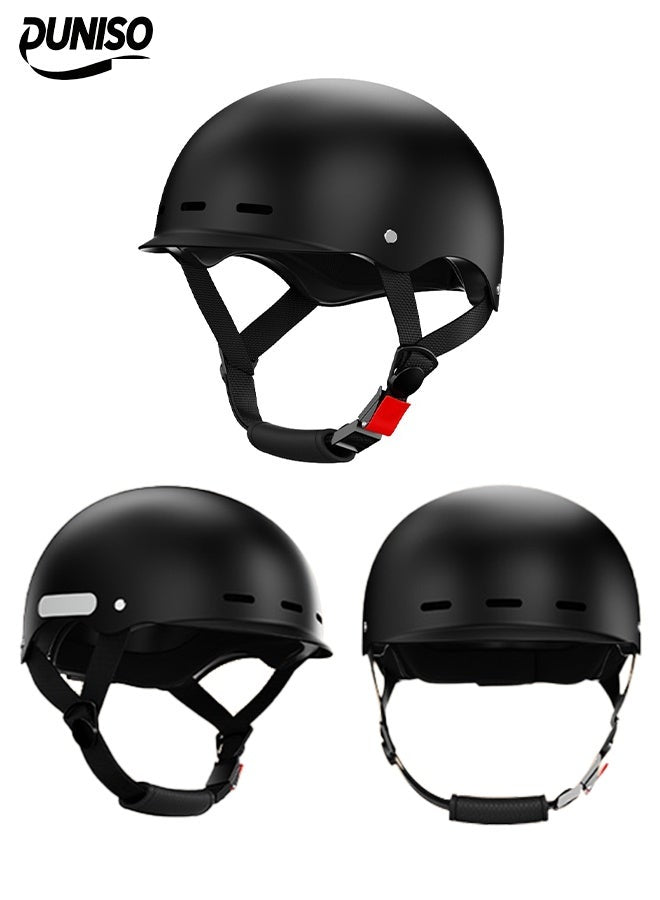 DUNISO Open Face Helmet, Motorcycle Helmet，Half Shell Helmet, Adjustable Head Circumference, Shock And Fall Resistant, Suitable For Both Men And Women