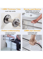 DUNISO Toilet Grab Bar，Stainless Steel Toilet Rail Bathroom Support for Elderly Bariatric Disabled，Toilet Safety Rails for Bathroom with Leg，for Elderly Disabled Pregnant - Image 2