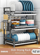 DUNISO 3 Ties Heavy Duty Dish Drying Rack, Dish Racks for Kitchen Counter,  Space Saving Dish Rack for with Utensil Holder Large Antibacterial Kitchen Countertop