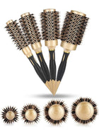 DUNISO 4 Piece of Round Thermal Hair Brush Set, 4 in 1 Instant Heat Styling Brush Anion Anti-static Large Hair Brushes for Blow Drying, Curling&Straightening, Volume and Shine