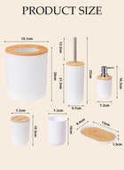 DUNISO 6 Pieces Bathroom Accessories Set , Plastic Bath Set with Trash Can,Toilet Brush,Soap Dispenser,Soap Dish and Lotion Set ,Toothbrush cup, Toothbrush Holder (White) - Image 2