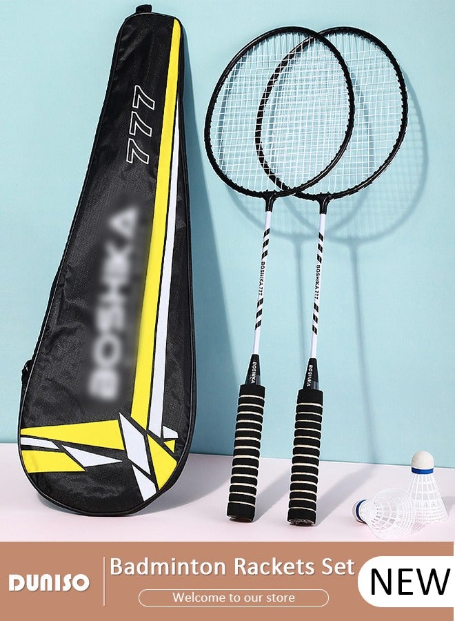 DUNISO Badminton Rackets Set for 2 Players – Lightweight Set with 3 Shuttlecocks & Carrying Bag