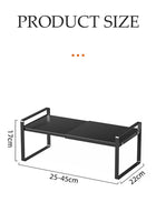 DUNISO Expandable Countertop Organizer Shelf, movable multifunctional kitchen shelf, spice rack organizer, suitable for kitchen, living room, bathroom, expandable 25cm to 45 cm, black - Image 2