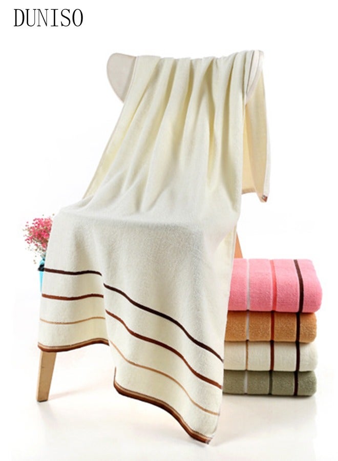 DUNISO Pure cotton bath towel Super Soft, Quick Drying, High Water Absorption, Size: 70x140 cm, Creamy White