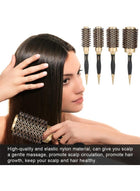 DUNISO 4 Piece of Round Thermal Hair Brush Set, 4 in 1 Instant Heat Styling Brush Anion Anti-static Large Hair Brushes for Blow Drying, Curling&Straightening, Volume and Shine - Image 2