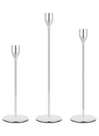DUNISO 3pcs Taper Candle Holders for Taper Candles, Candlesticks, Candle Holders, Table Decoration, Wedding, Restaurant, Party, Living Room Decoration, Silver