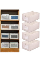 DUNISO 4 in 1 Wardrobe Clothes Organizer Foldable Visible Drawer Closet OrganizersWashable Drawer Box for Clothing, T-Shirt, Pants, Sweaters & Books (4-Pcs)