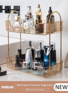 DUNISO Bathroom Counter Organizer Countertop Storage,2-Tier Cosmetics Skincare Shelf Organizer with Portable Handle, Makeup Organizer Perfume for Dresser Vanity Tray, Spice Rack Organizer for Kitchen