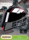 DUNISO Full face motorcycle helmet, lightweight crash resistant motorcycle helmet, all season cool racing helmet，with black lenses, breathable lining, suitable for both men and women (L)