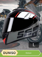 DUNISO Full face motorcycle helmet, lightweight crash resistant motorcycle helmet, all season cool racing helmet，with black lenses, breathable lining, suitable for both men and women (L)